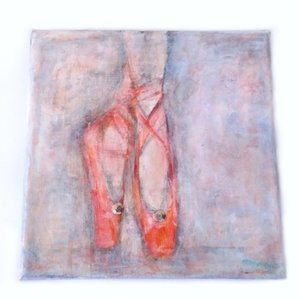 Pointe Shoes Ballet Painting 6x6"